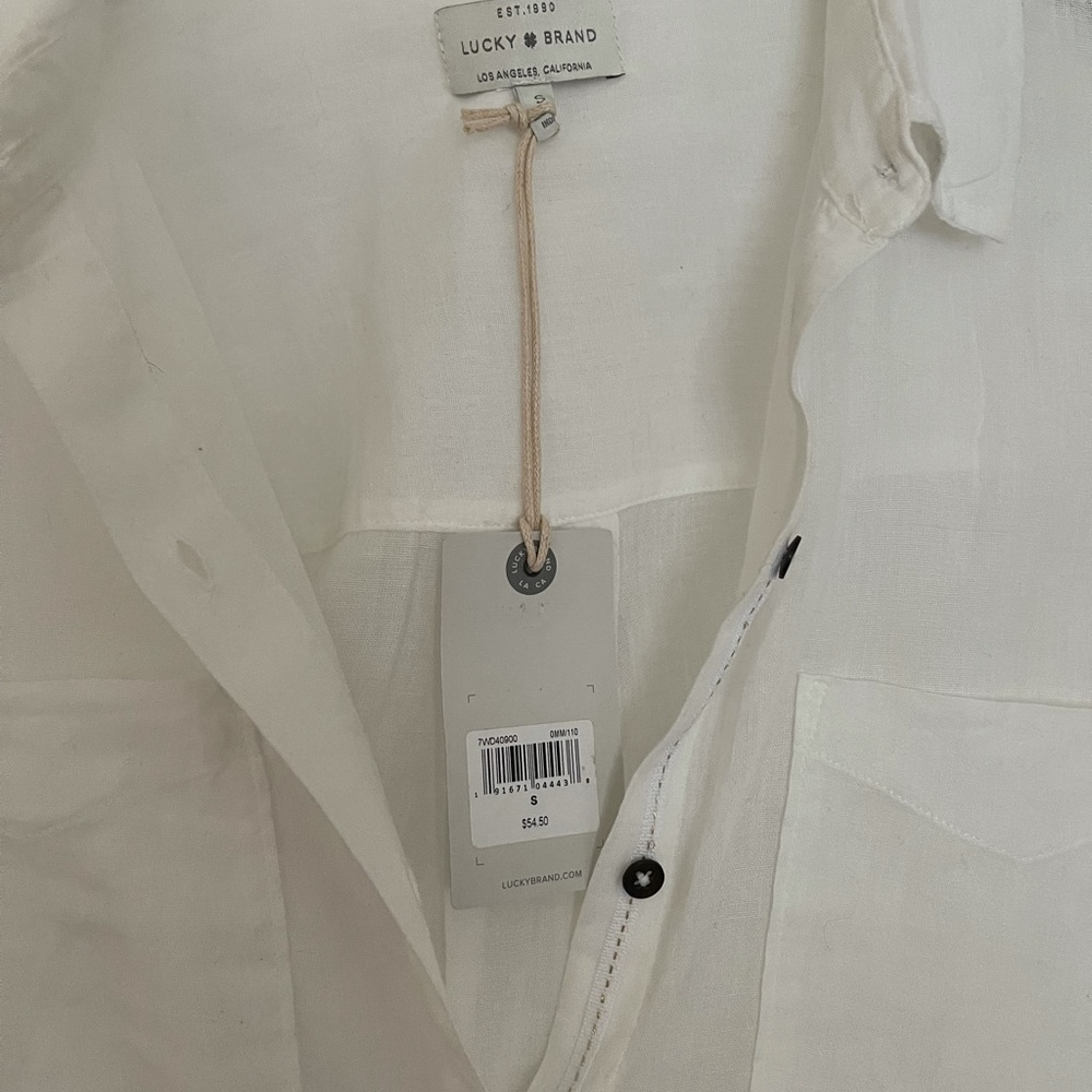 Lucky Brand White Button Down Top NWT - Picture 3 of 3